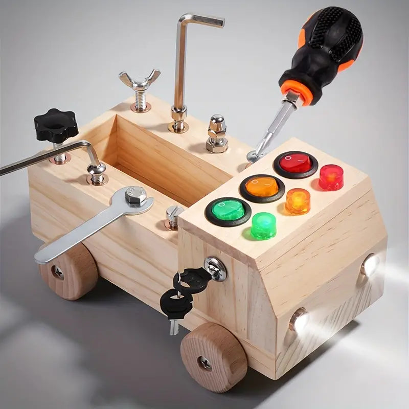 LearnPlay – Montessori Upptagen Styrelse med LED lampor och verktygsset