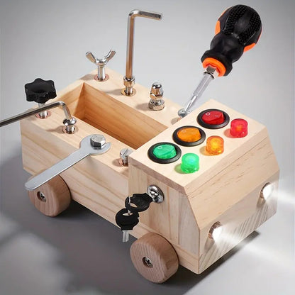 LearnPlay – Montessori Upptagen Styrelse med LED lampor och verktygsset