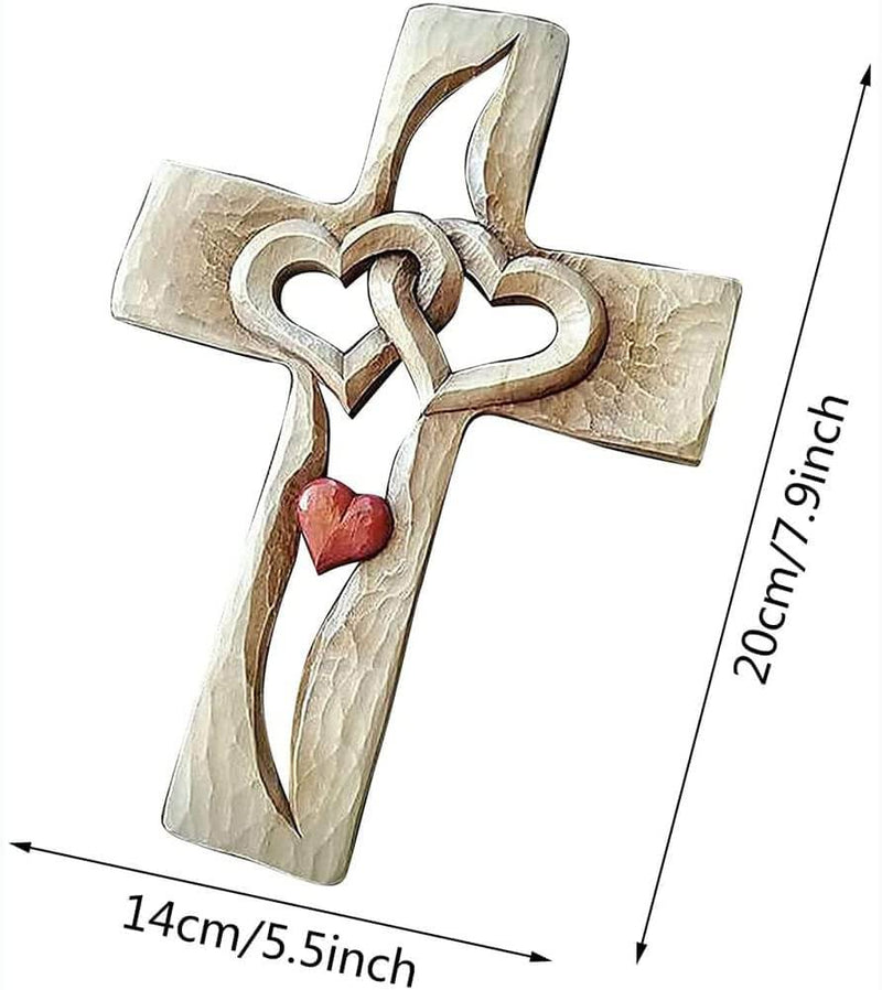 Sammanflätade hjärtan | Snidat träkors